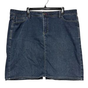 Wrangler Dark Medium Wash Denim Jean Modest Knee Length‎ Skirt Plus Size 18